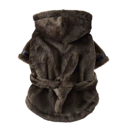 Pet Dog Towel Pajama with Hood Thickened Luxury Dog Bathrobe Quick Drying and Super Absorbent Dog Towel Puppy Shower Gown