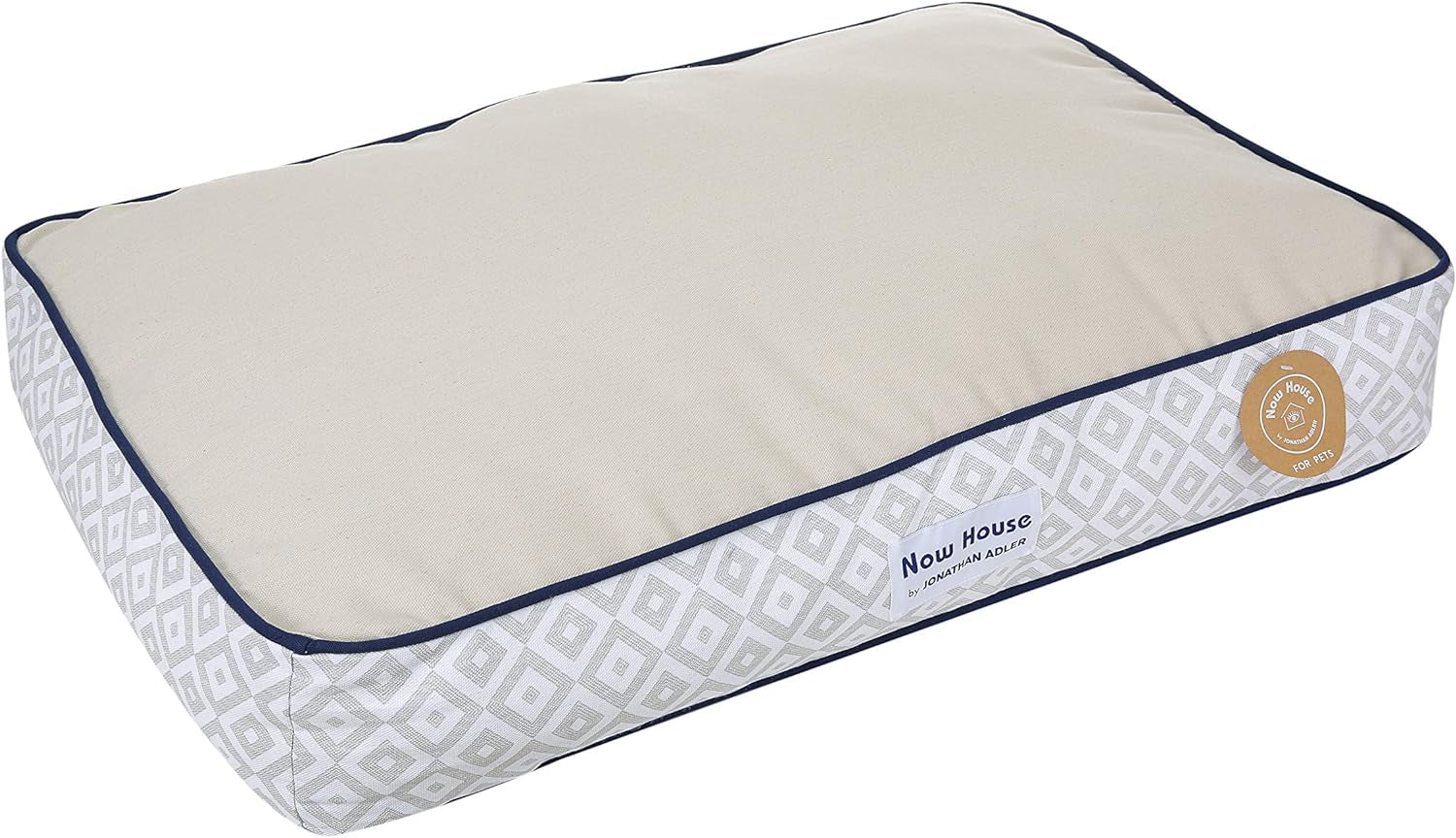 Now House for Pets by Jonathan Adler Grey Diamond Cushion Dog Bed, Medium Medium Dog Bed Washable Dog Bed for Medium Dogs by Now House by Jonathan Adler (FF16059)